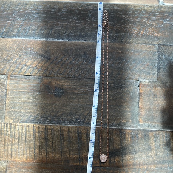 - stunning 925 dainty, bronze coloured mirrored chain & crystal pendant. Nwot - Picture 4 of 6